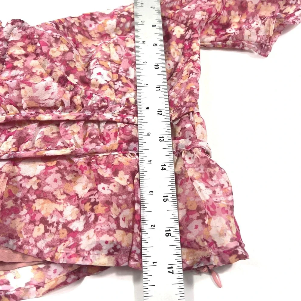 ASTR the Label Nayeli Pink Floral Print Top XS EUC Coquette Cottagecore Festival